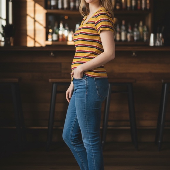 Striped Ribbed Knit Top - Picture 4 of 6